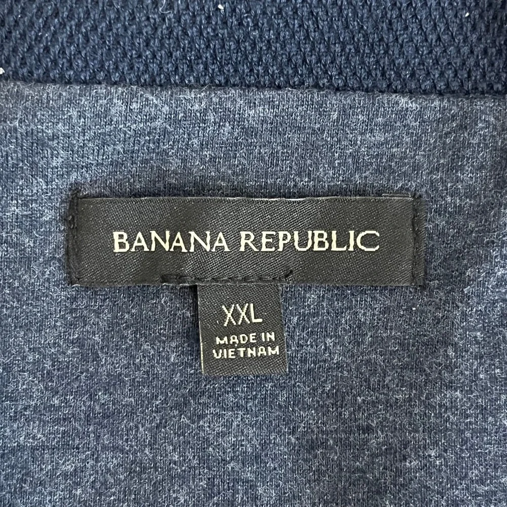 Banana Republic Mens XXL Quilted Puffer Vest Navy Blue Full Zip Mock Neck
